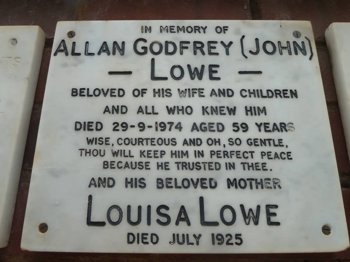 LOWE Louisa -1925 :: LOWE Allan Godfrey -1974