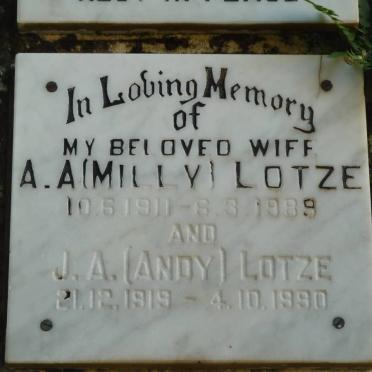 LOTZE J.A. 1919-1990 &amp; A.A. 1911-1989