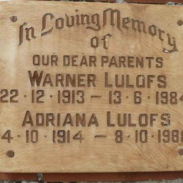 LULOFS Warner 1913-1984 &amp; Adriana 1914-1988