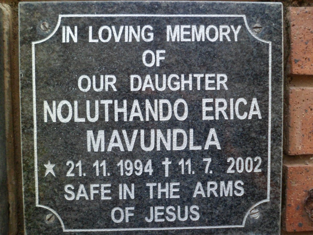 MAVUNDLA Noluthando Erica 1994-2002
