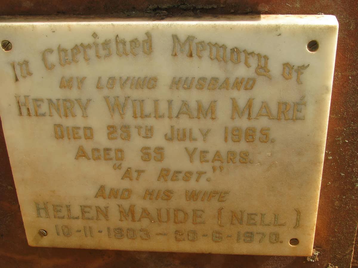 MARE Henry William -1965 &amp; Helen Maude NELL 1903-1970