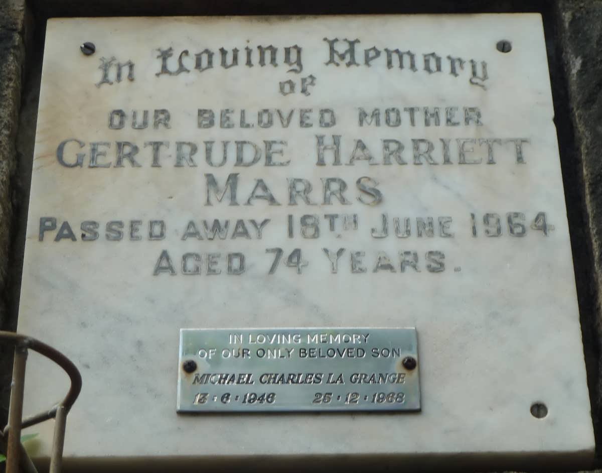 MARRS Gertrude Harriett -1964 :: LA GRANGE Michael Charles 1946-1968