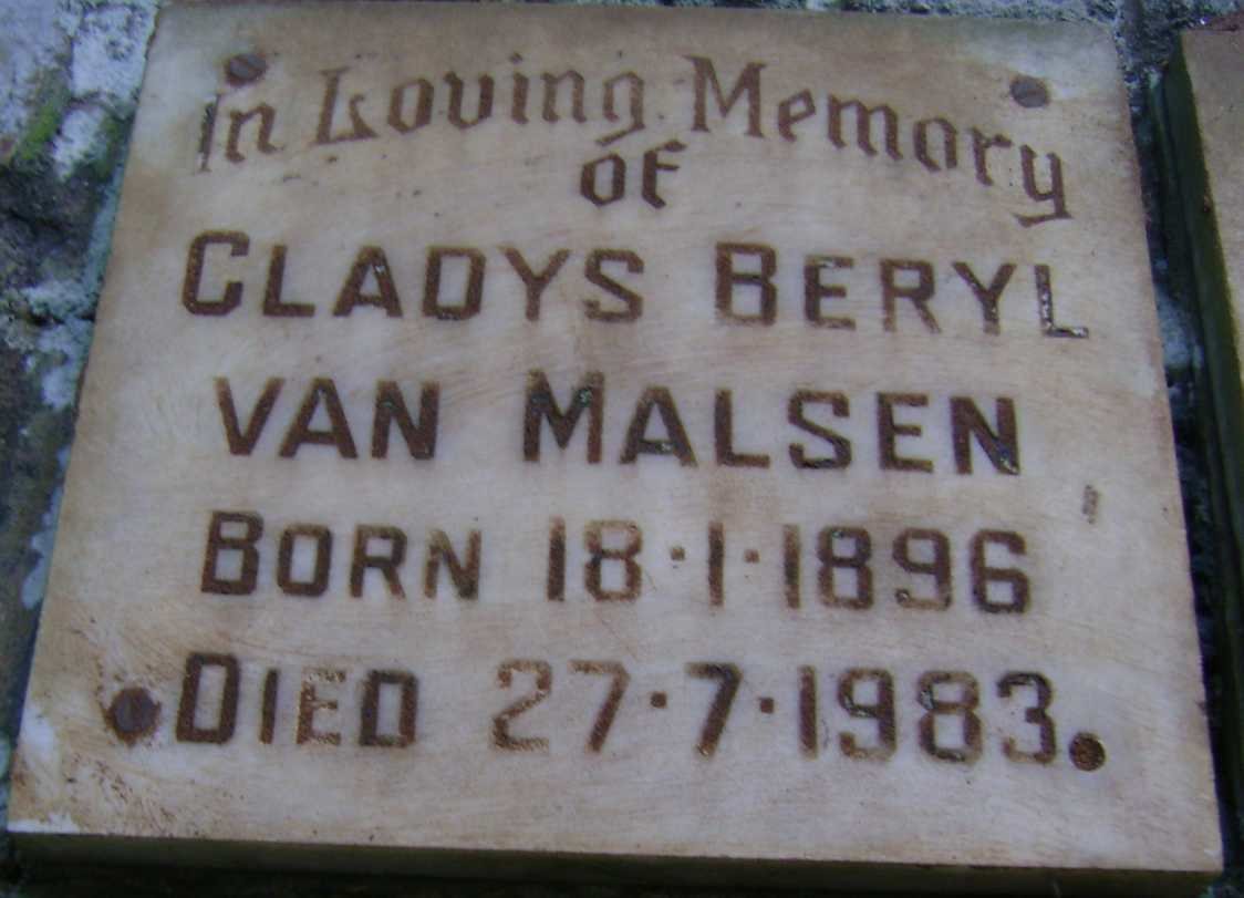 MALSEN Gladys Beryl, van 1896-1983