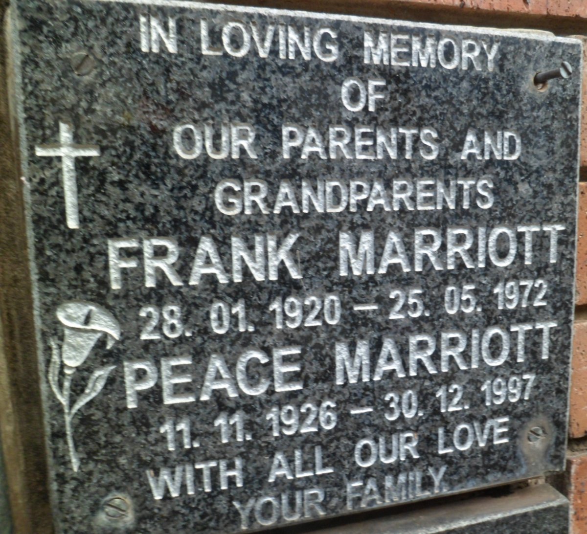MARRIOTT Frank 1920-1972 &amp; Peace 1926-1997