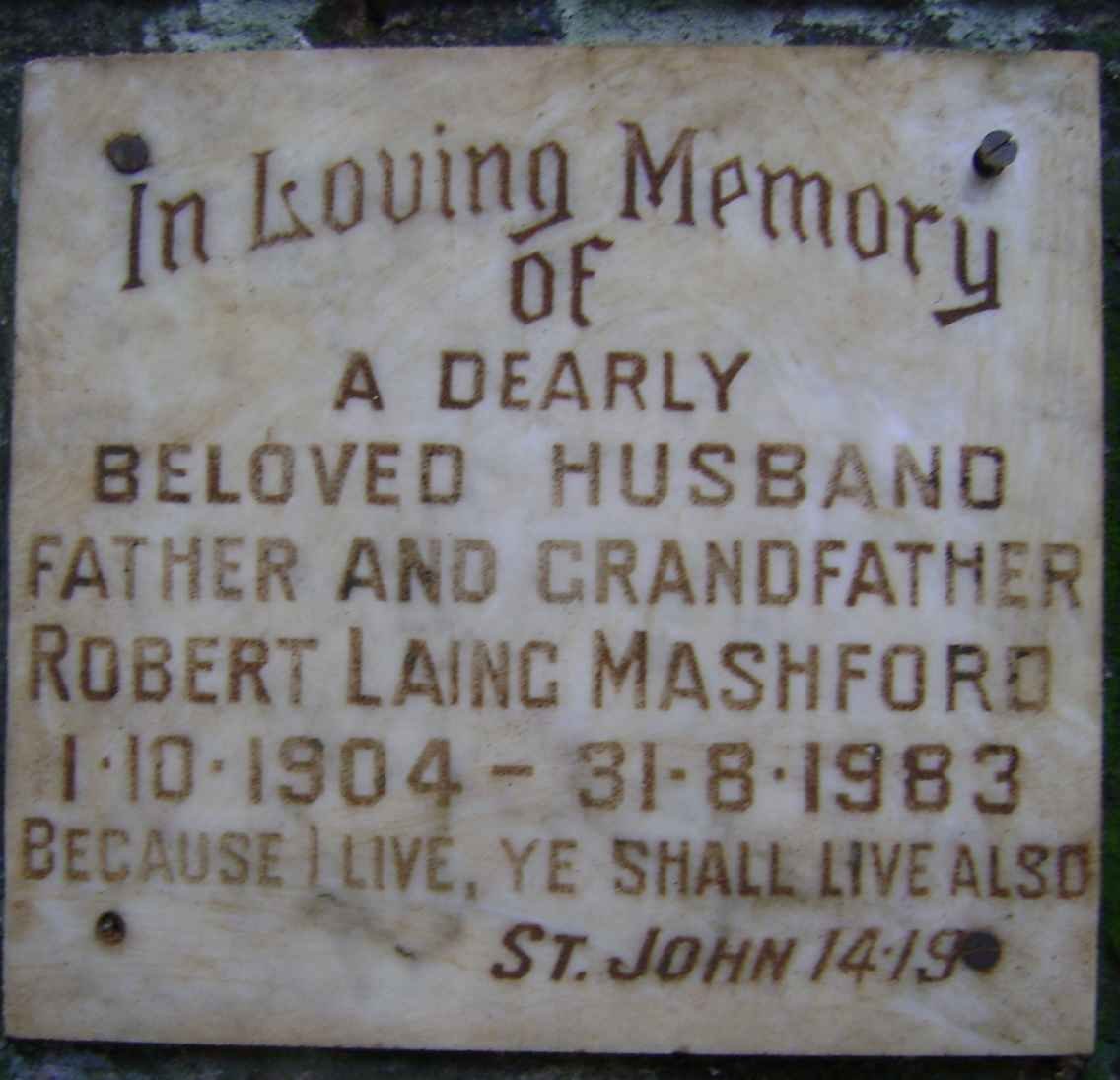 MASHFORD Robert Laing 1904-1983
