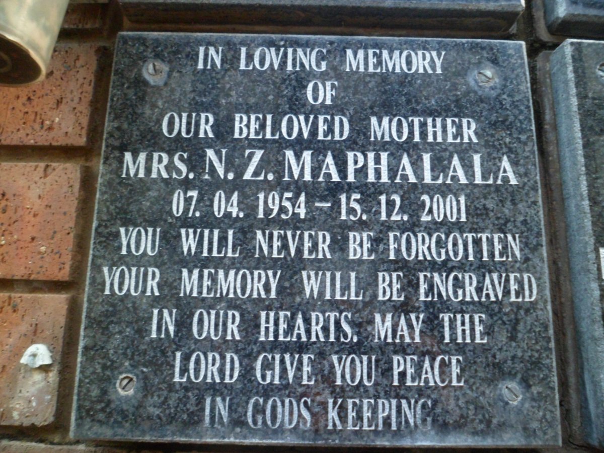 MAPHALALA N.Z. 1954-2001