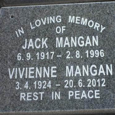 MANGAN Jack 1917-1996 &amp; Vivienne 1924-2012