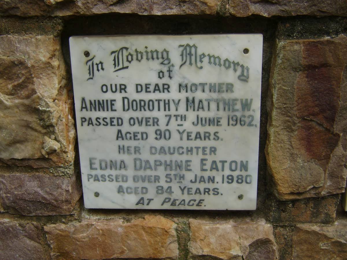 MATTHEW Annie Dorothy -1962 :: EATON Edna Daphne -1980