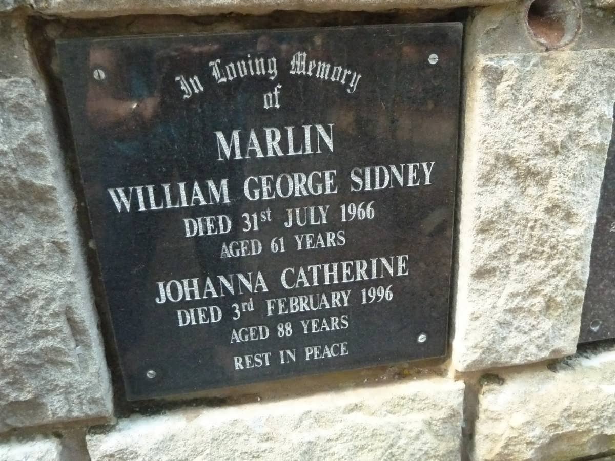 MARLIN William George Sidney -1966 &amp; Johanna Catherine -1996