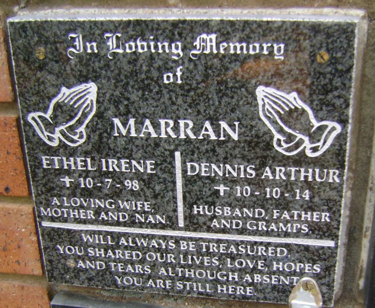 MARRAN Dennis Arthur -2014 &amp; Ethel Irene 1931-1998