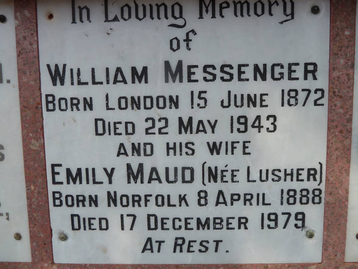 MESSENGER William 1872-1943 &amp; Emily Maud LUSHER 1888-1979