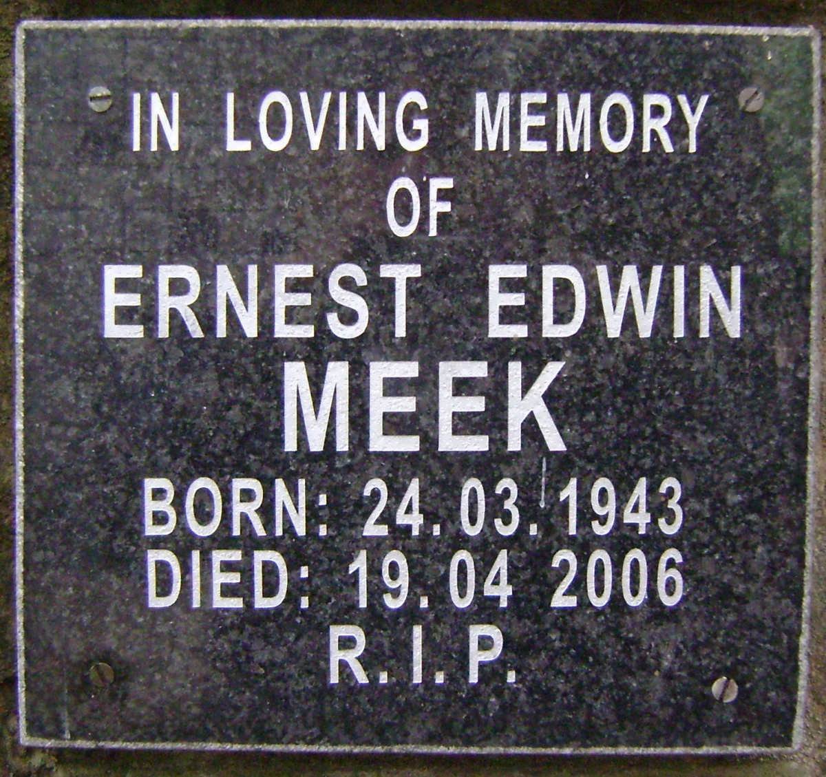 MEEK Ernest Edwin 1943-2006