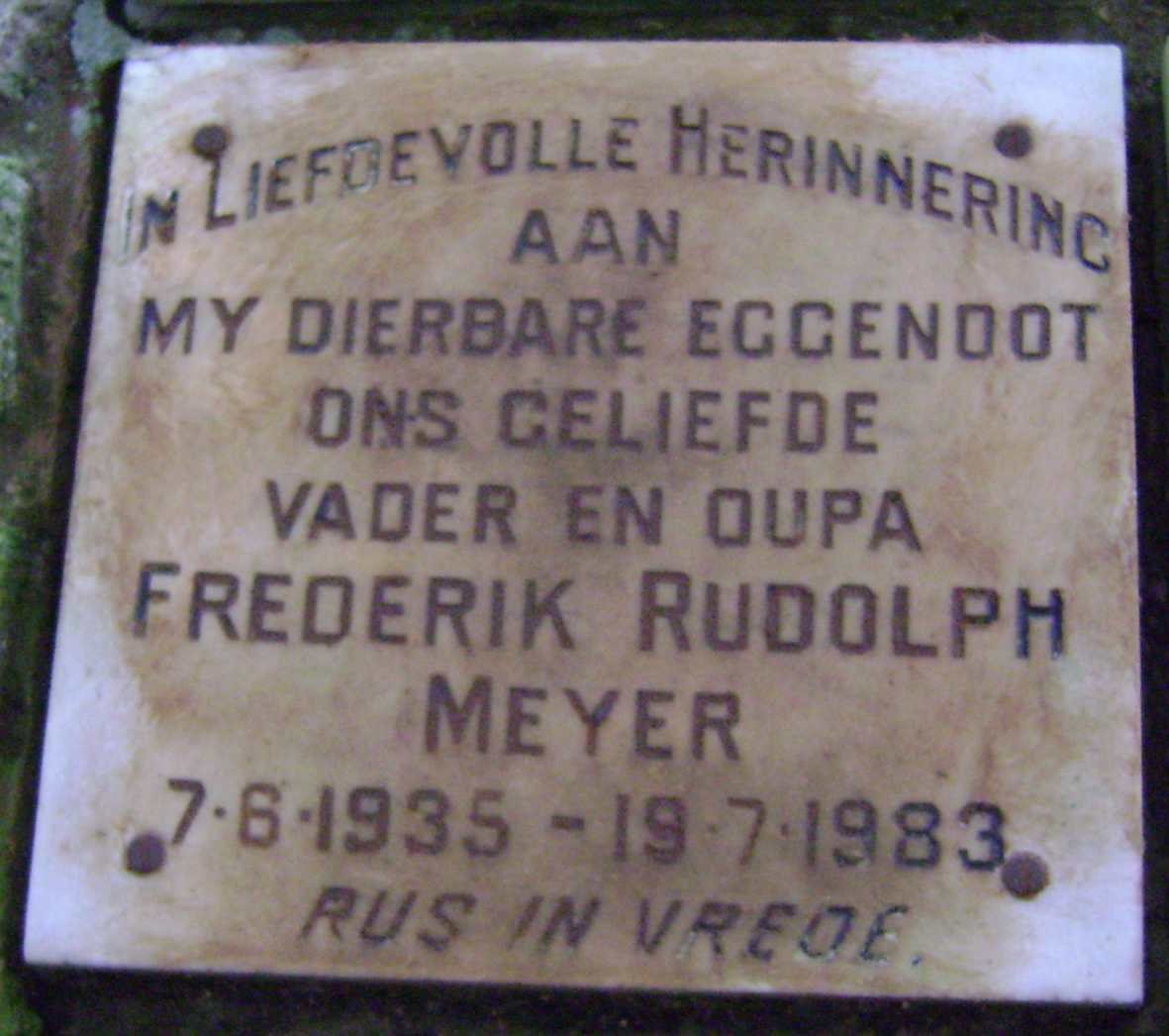 MEYER Frederik Rudolph 1935-1983