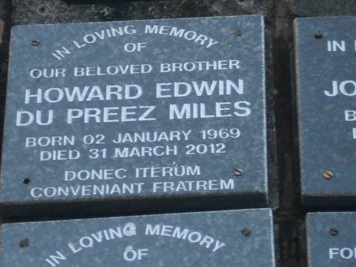 MILES Howard Edwin Du Preez 1969-2012