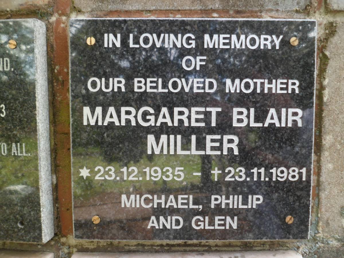 MILLER Margaret Blair 1935-1981