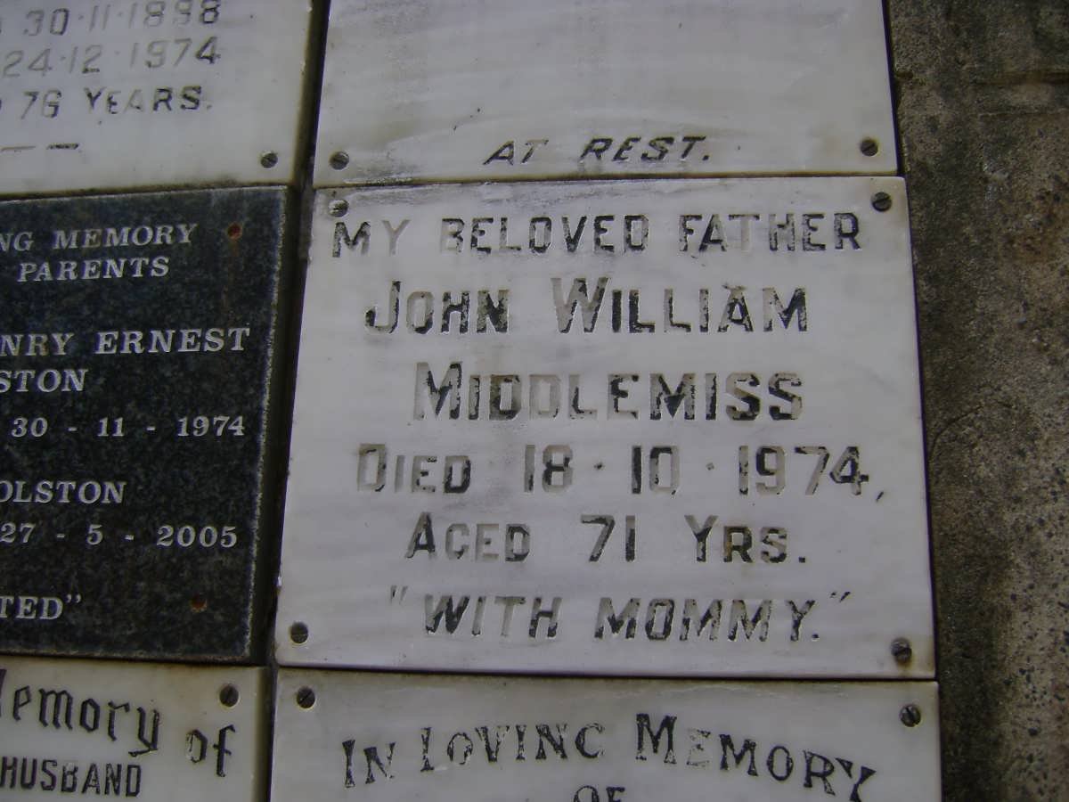 MIDDLEMISS John William -1974