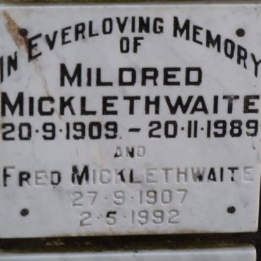 MICKLETHWAITE Fred 1907-1992 &amp; Mildred 1909-1989