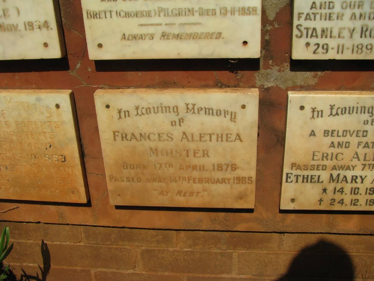MOISTER Frances Alethea 1876-1965