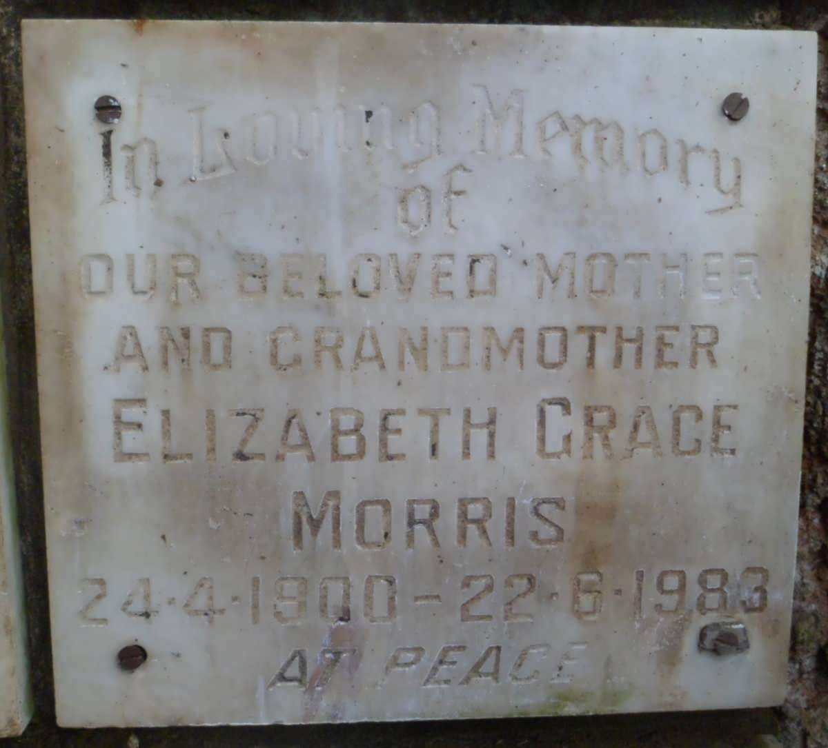 MORRIS Elizabeth Grace 1900-1983