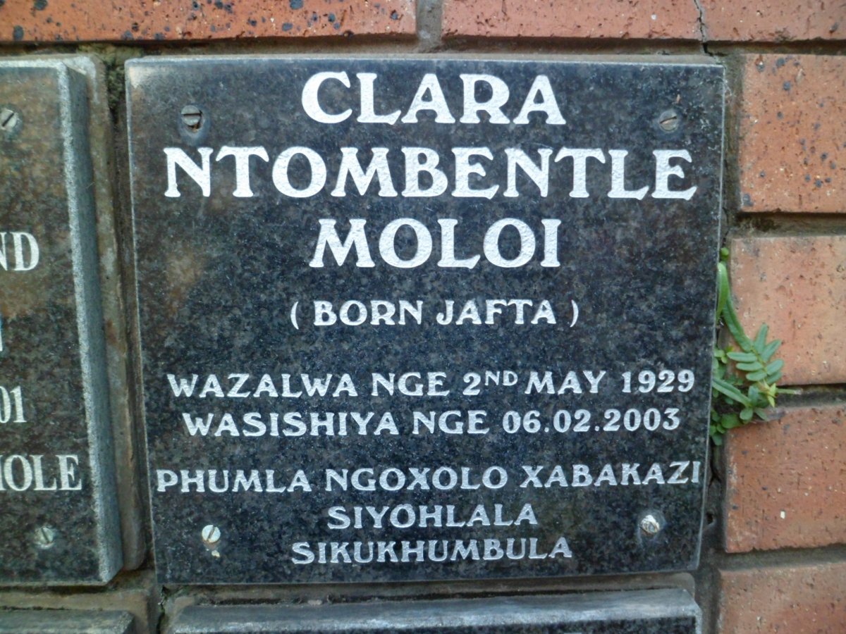 MOLOI Clara Ntombentle nee JAFTA 1929-2003