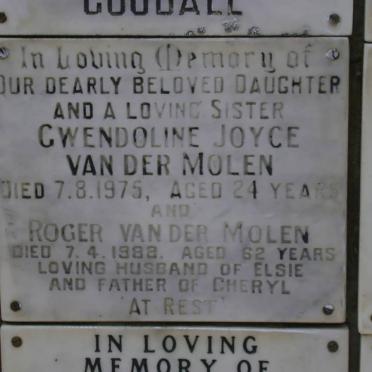 MOLEN Roger, van der -1988 :: VAN DER MOLEN Gwendoline Joyce -1975