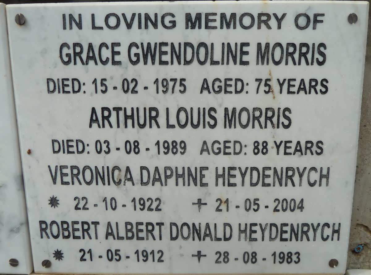 MORRIS Arthur Louis -1989 &amp; Grace Gwendoline -1975