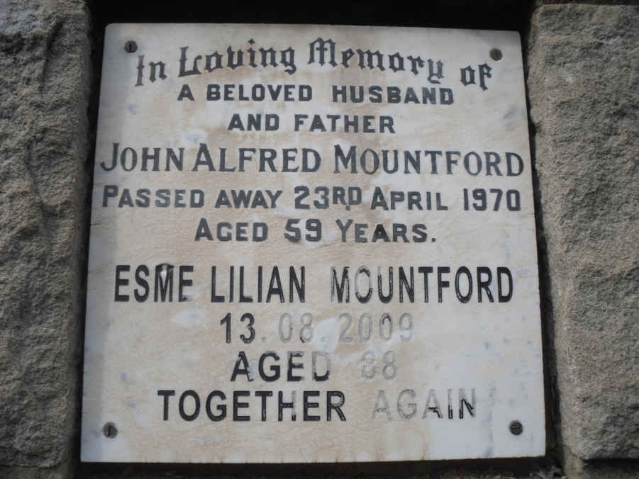 MOUNTFORT John Alfred -1970 &amp; Esme Lilian -2009