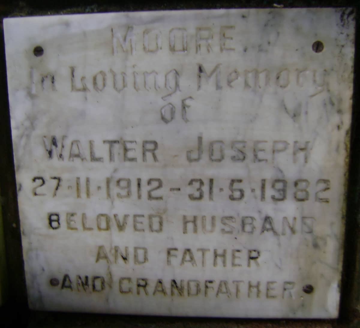 MOORE Walter Joseph 1912-1982