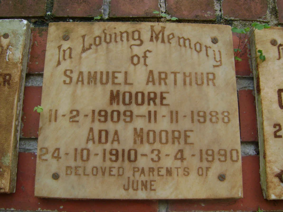 MOORE Samuel Arthur 1909-1988 &amp; Ada 1910-1990