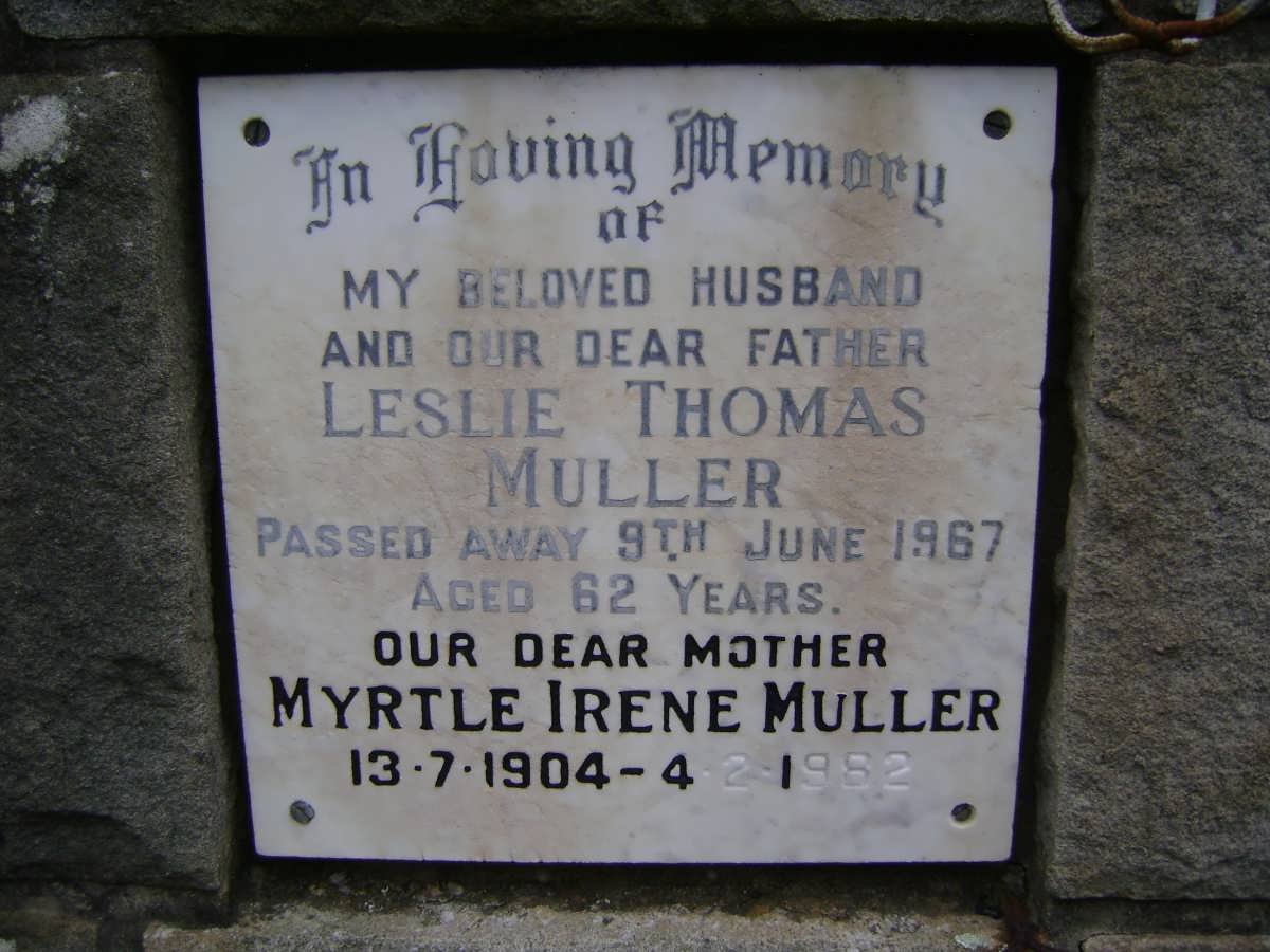 MULLER Leslie Thomas -1967 &amp; Myrtle Irene 1904-1982