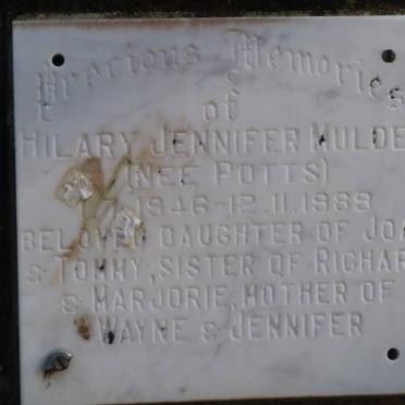MULDER Hilary Jennifer nee POTTS 1946-1989