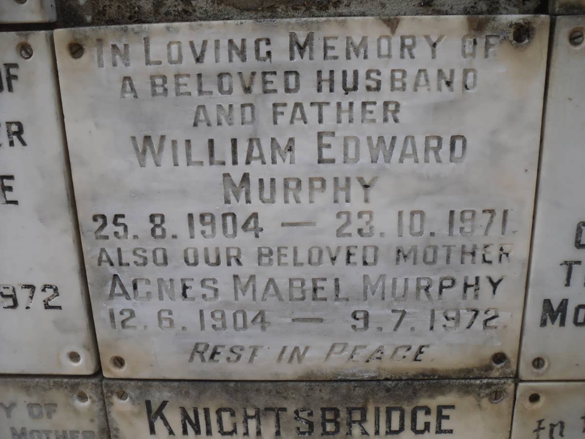 MURPHY William Edward 1904-1971 &amp; Agnes Mabel 1904-1972