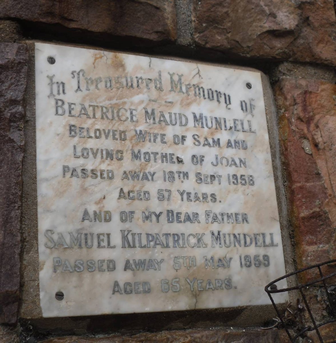 MUNDELL Samuel Kilpatrick -1959 &amp; Beatrice Maud -1956