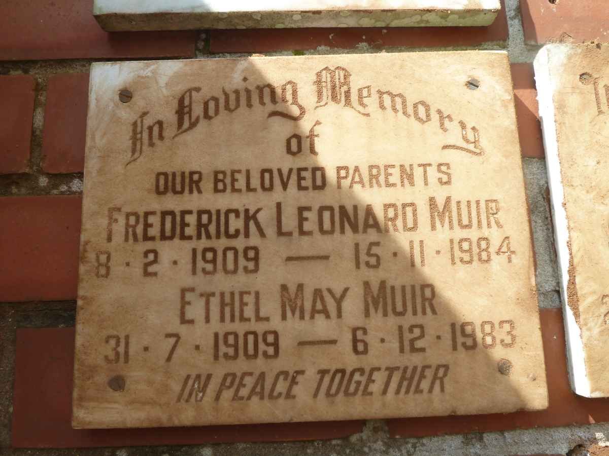 MUIR Frederick Leonard 1909-1984 &amp; Ethel May 1909-1983