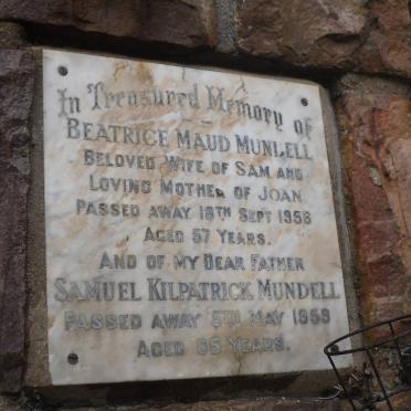 MUNDELL Samuel Kilpatrick -1959 &amp; Beatrice Maud -1956