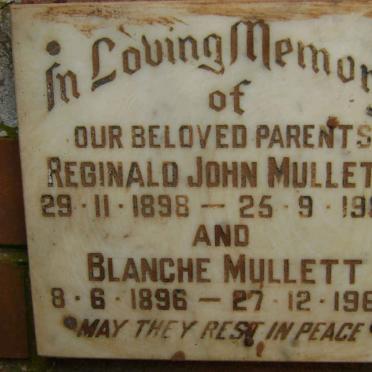 MULLETT Reginald John 1898-1988 &amp; Blanche 1896-1967