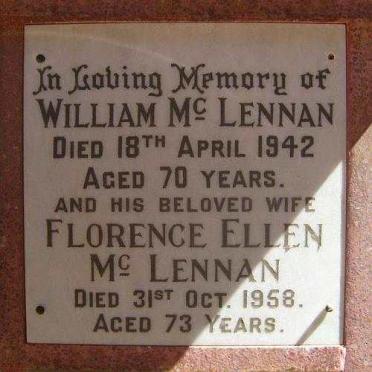 Mc LENNAN William -1942 &amp; Florence Ellen -1958