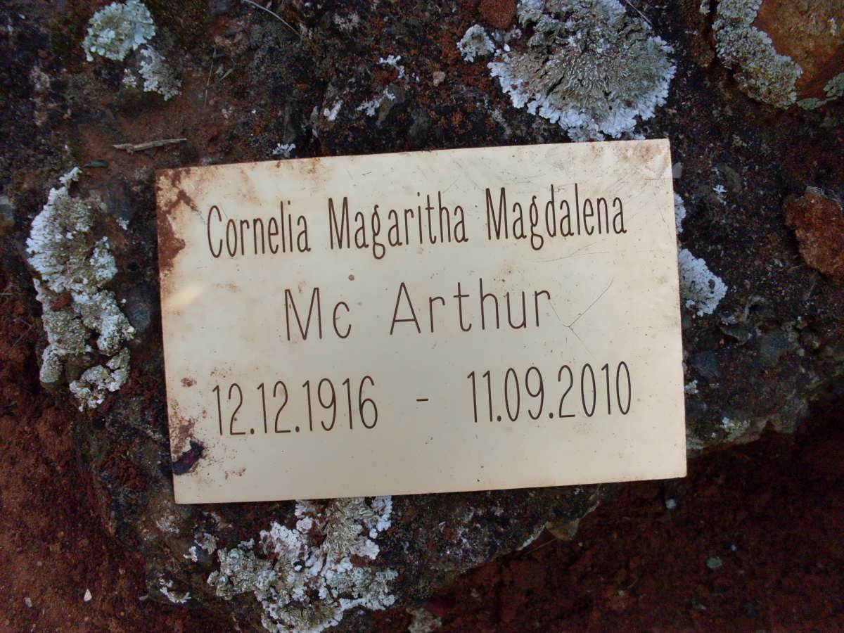Mc ARTHUR Cornelia Magaritha Magdalena 1916-2010