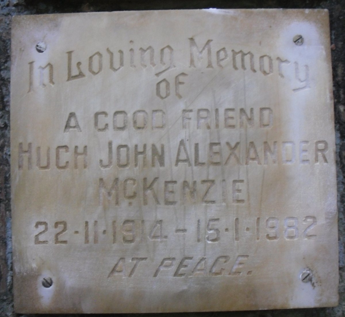 McKENZIE Hugh John Alexander 1914-1982