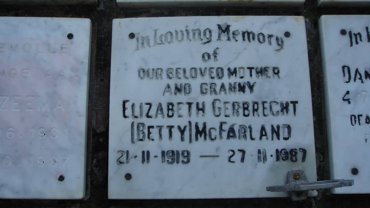 McFARLAND Elizabeth Gerbrecht 1919-1987
