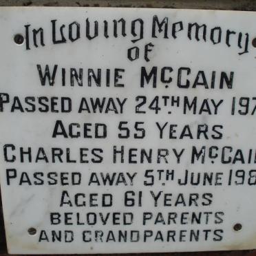 McCAIN Charles Henry -1981 &amp; Winnie -1976