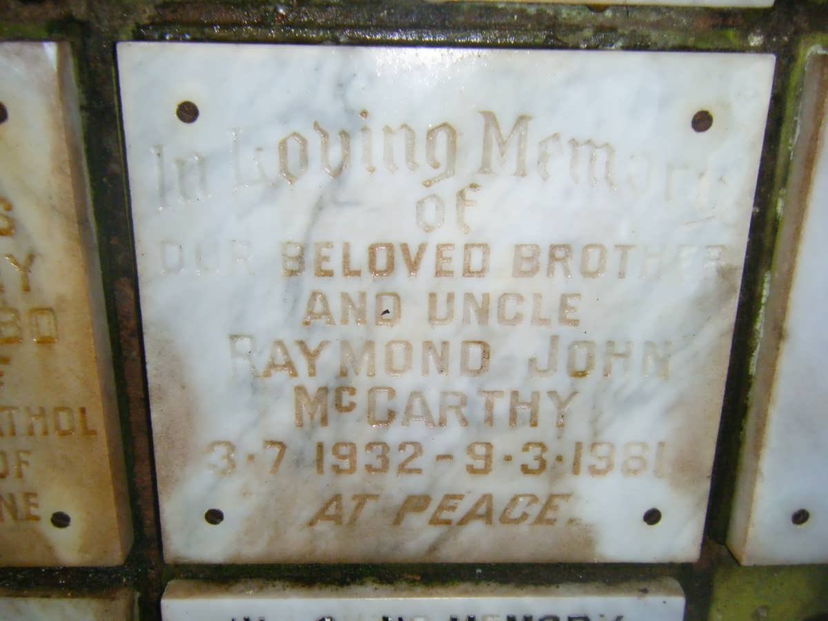 McCARTHY Raymond John 1932-1981