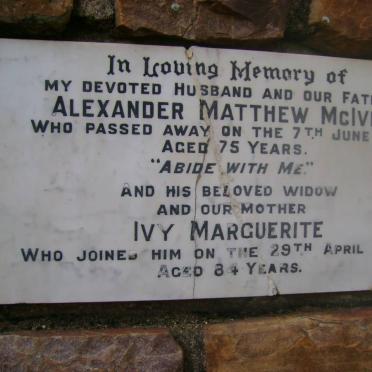 McIVER Alexander Matthew -1953 &amp; Ivy Marguerite -1964