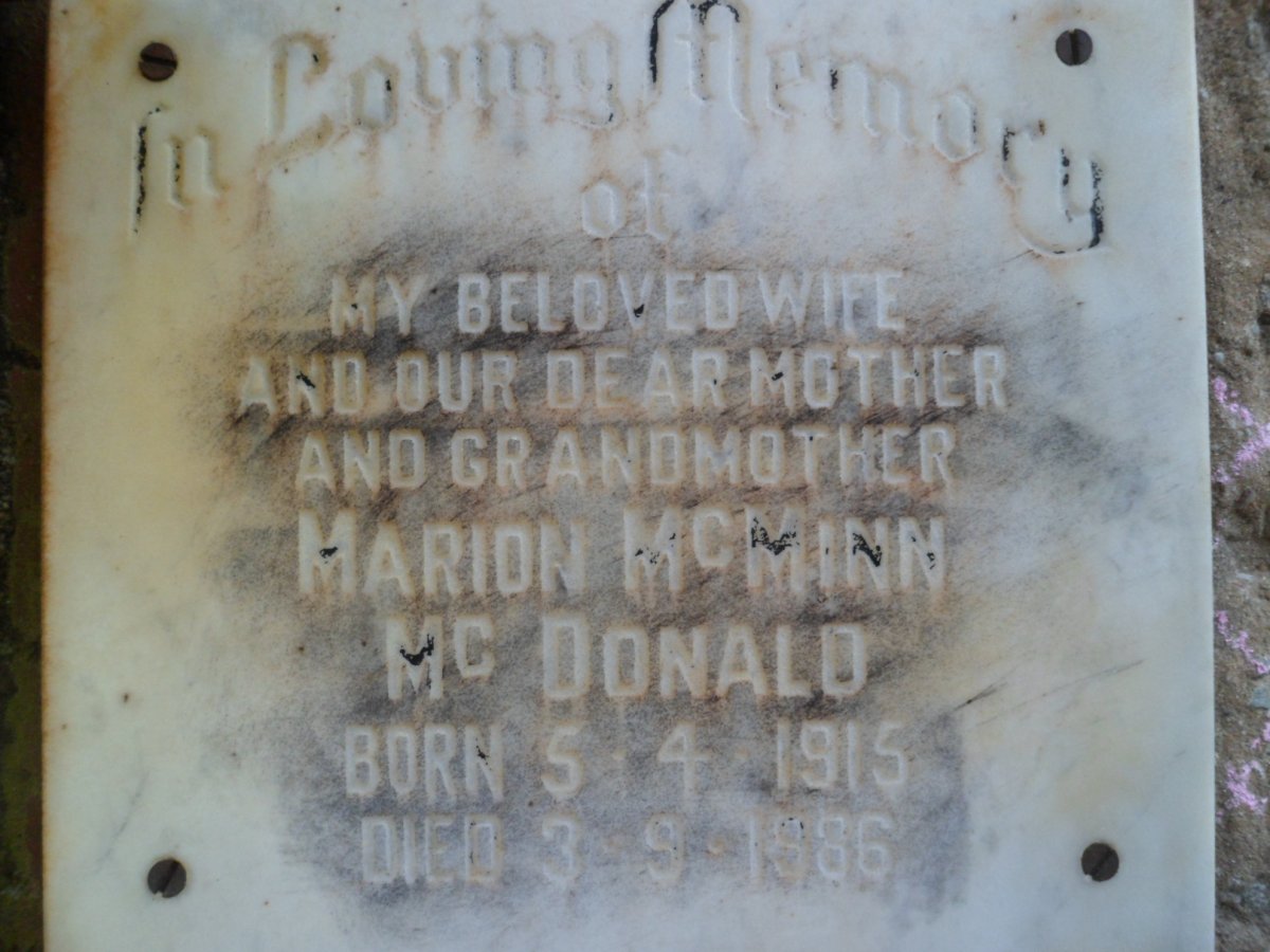 McDONALD Marion McMinn 1915-1986