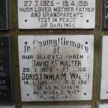 McWALTER David 1899-1986 &amp; Doris Linnea 1915-1987