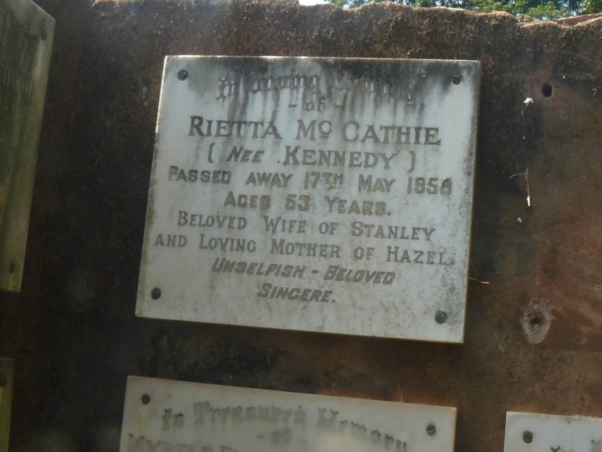 Mc CATHIE Rietta nee KENNEDY -1958