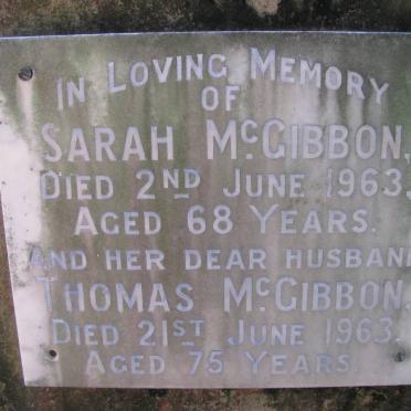 McGIBBON Thomas -1963 &amp; Sarah -1963
