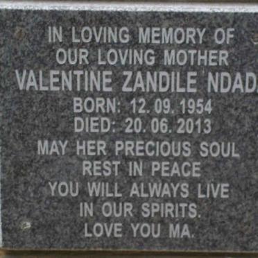 NDADA Valentine Zandile 1954-2013