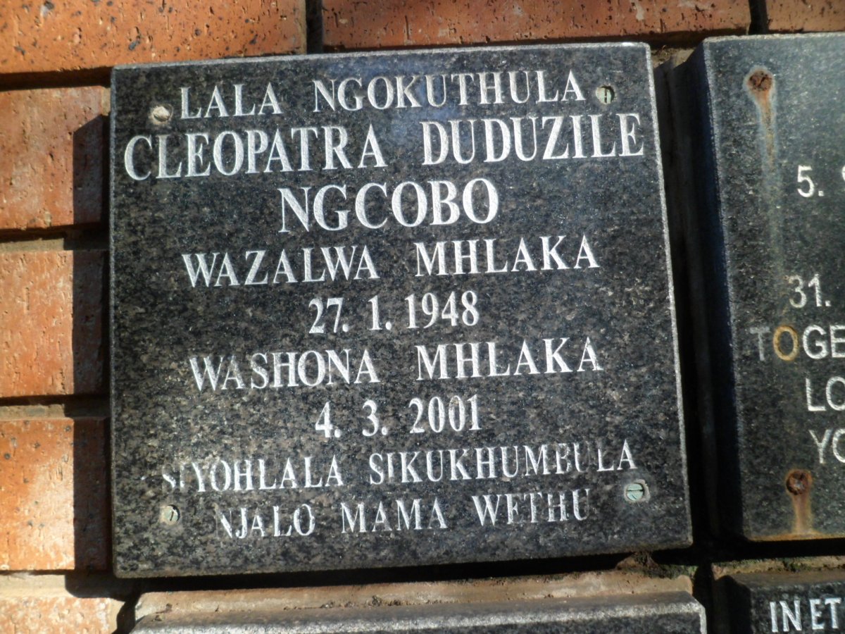 NGCOBO Cleopatra Duduzile 1948-2001