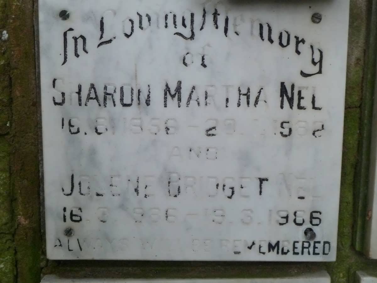 NEL Sharon Martha 1956-1982 :: NEL Jolene Bridget -1986-1986